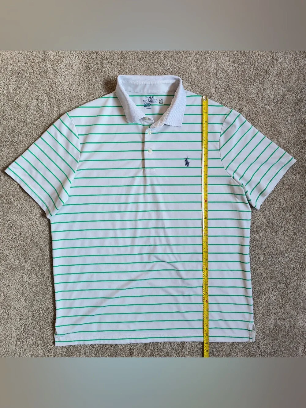 POLO GOLF RALPH  LAUREN Performance Shirt Mens L Mint Green Striped
